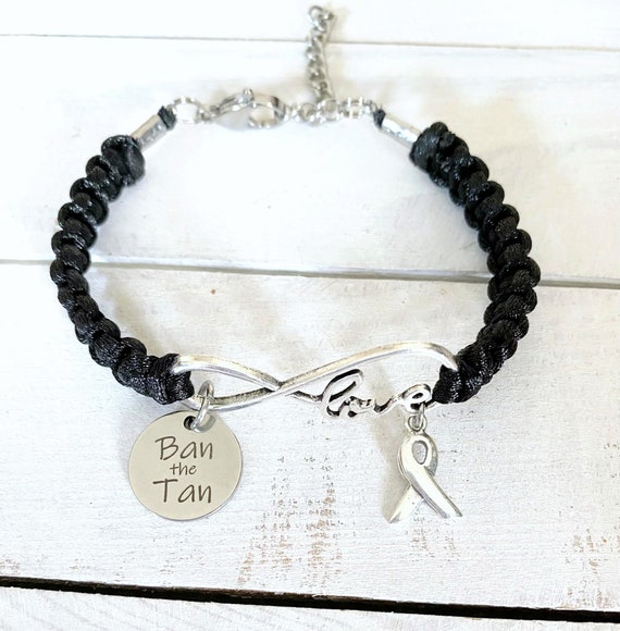 Melanoma Skin Cancer LOVE HOPE Ban the Tan Black Awareness Charm