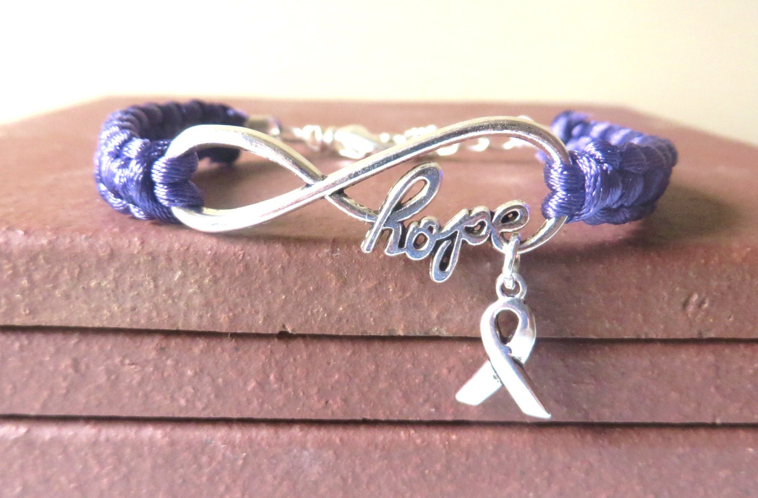 Purple Awareness Ribbon HOPE Charm Bracelet Pancreatic Cancer ...