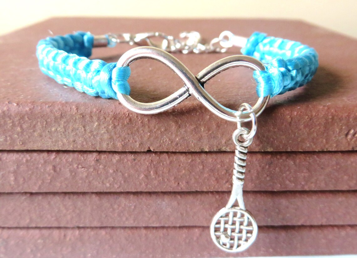Love Tennis Athletic Charm Infinity Bracelet Tennis Racquet Etsy
