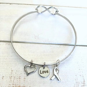 Prostate Cancer Awareness Charm Light Blue Infinity Bracelet RIBBON LOVE HOPE You Choose Charms image 3