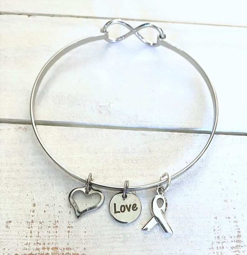 Prostate Cancer Awareness Charm Light Blue Infinity Bracelet RIBBON LOVE HOPE You Choose Charms image 3