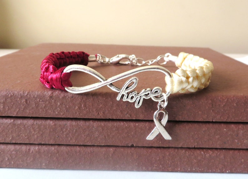 Head and Neck Cancer HOPE Awareness Bracelet Oral Salivary Gland Pharynx Larynx Neck Nasal Cancer Optional Hand Stamped Letter Charm image 3