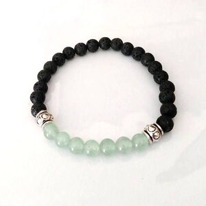 Chakra Bead Green Aventurine Lava Bead Essential Oil Aromatherapy Yoga Relaxation Therapeutic Stretch Bracelet image 2