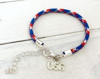 Patriottisch VS 4 juli Rood Wit Blauw Liefde Amerika Koordarmband U selecteert charmekeuze en lengte