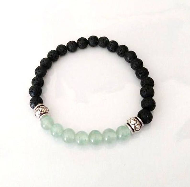 Chakra Bead Green Aventurine Lava Bead Essential Oil Aromatherapy Yoga Relaxation Therapeutic Stretch Bracelet image 3