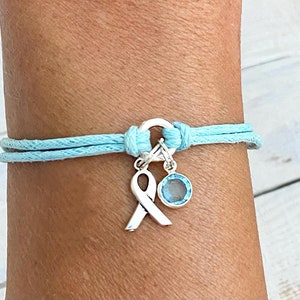 Light Blue Prostate Cancer Awareness Bracelet You Select Bracelet Length