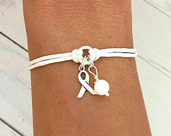 White Awareness Bracelet Lung Cancer Multiple Hereditary Exostoses SCID Awareness You Select Bracelet Length