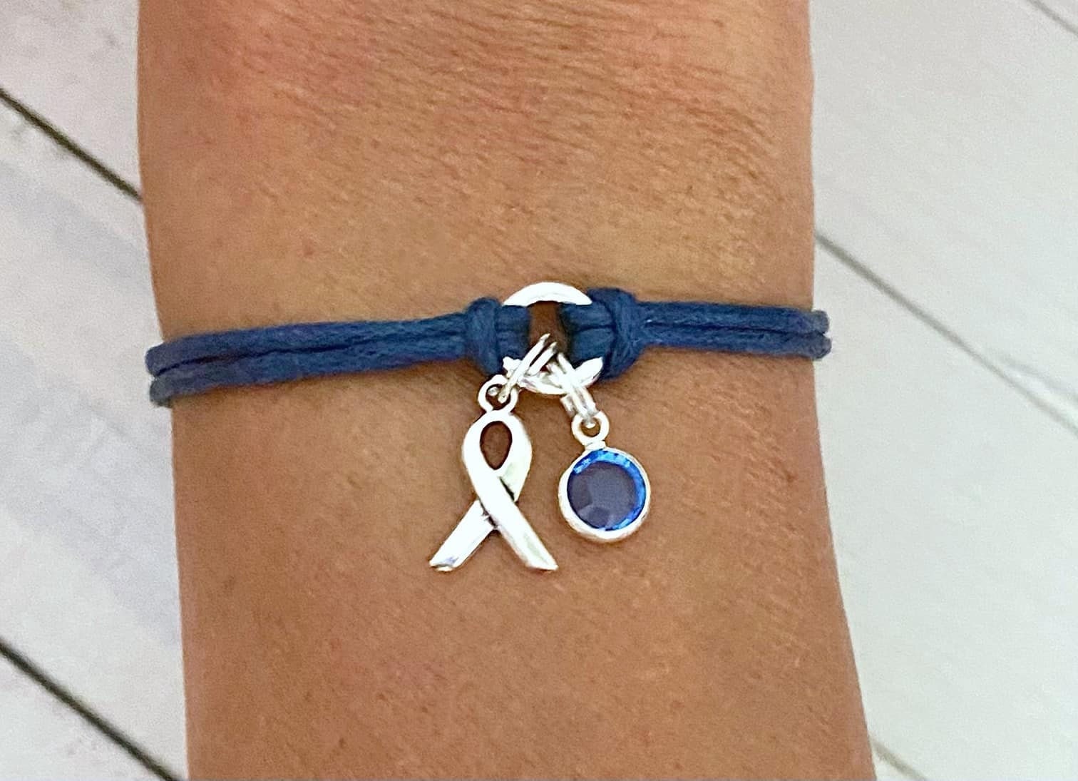 Amazon.com: Fundraising For A Cause | Colon Cancer Awareness Charm Bracelet  with Accent String - Dark Blue Ribbon Bracelet for Colon Cancer Awareness  (1 Bracelet): Clothing, Shoes & Jewelry