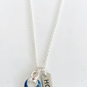 Blue Customizable Awareness Ribbon Charm Necklace with Optional Add On Charms image 4