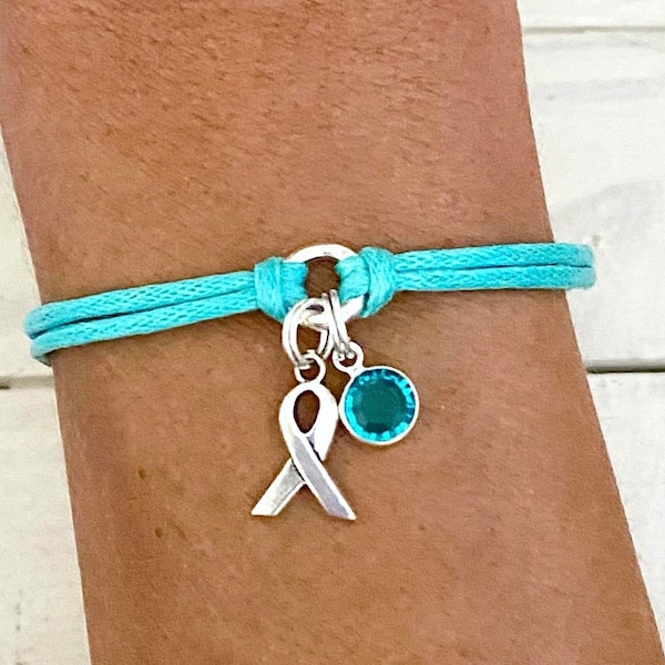 Teal Awareness Armband met Teal Crystal Charm U selecteert de armbandlengte