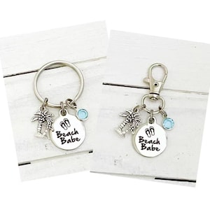 Beach Lovers Beach Babe Palm Tree You Select Your Charms Zipper Pull Keyring Beach Bag Tote Bag Purse Book Bag Key Chain Accessory
