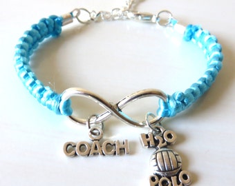 Water Polo Coach Athletic Charm Infinity Water Polo Charm You Choose Your Cord Color(s)