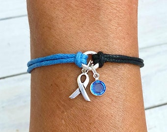 Ocular Melanoma Royal Blue Black Awareness Bracelet You Select Bead Color and Bracelet Length