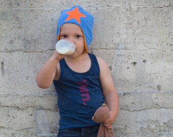 You Star!- Upcycled Reversible Aviator Hat / Bomber Hat, Baby Hat, Toddler Hat