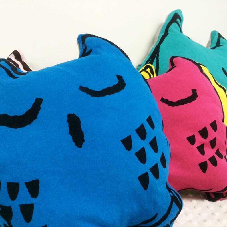 Screen Printed Owl Pillow, Children Kid Owl Lovie Pillow, Eco Friendly Plush, stuffy, Peluche image 5