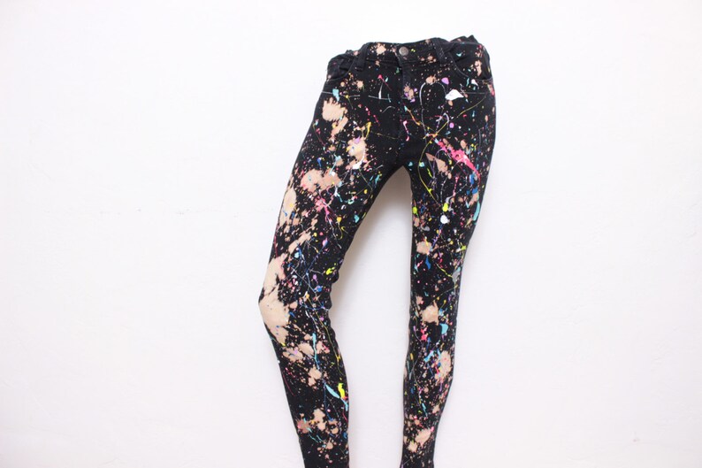 Custom Made Splatterpainted Jackson Pollock Black Galaxy Jeans Etsy