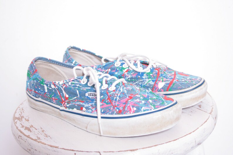 Custom Made Splatter Painted Vintage Vans Boat Shoe Sneakers Etsy