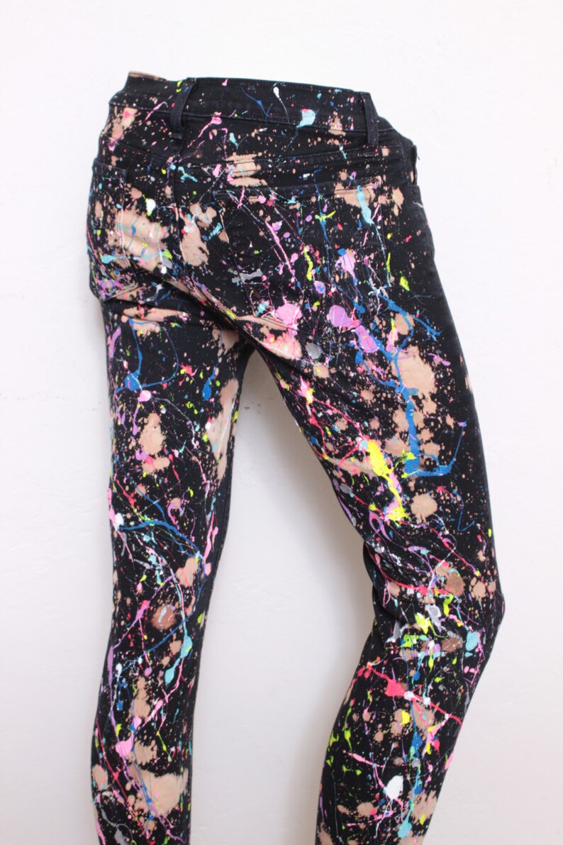 Custom Made Splatterpainted Jackson Pollock Black Galaxy Jeans Etsy