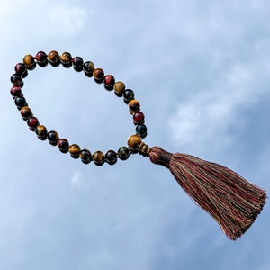Trinity Tiger Eye Mini Mala 27 Bead Mala Pocket Mala Prayer Beads Quarter Mala Mediation Beads Travel Mala Hand Knotted Mala Mala Bracelet
