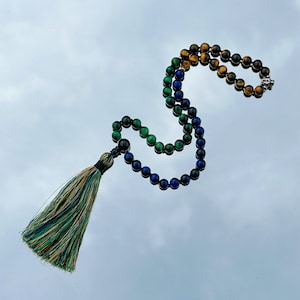 Personal Power Tiger Eye Half Mala 54 Bead Mala Pocket Mala Prayer Beads Mediation Beads Travel Mala Hand Knotted Mala Bracelet Yoga Gift