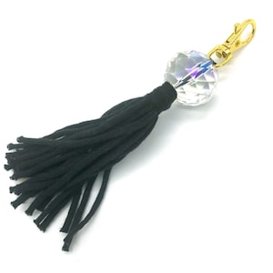 Aurora Borealis Crystal Quartz Tassel Keychain: Custom Boho Accessory