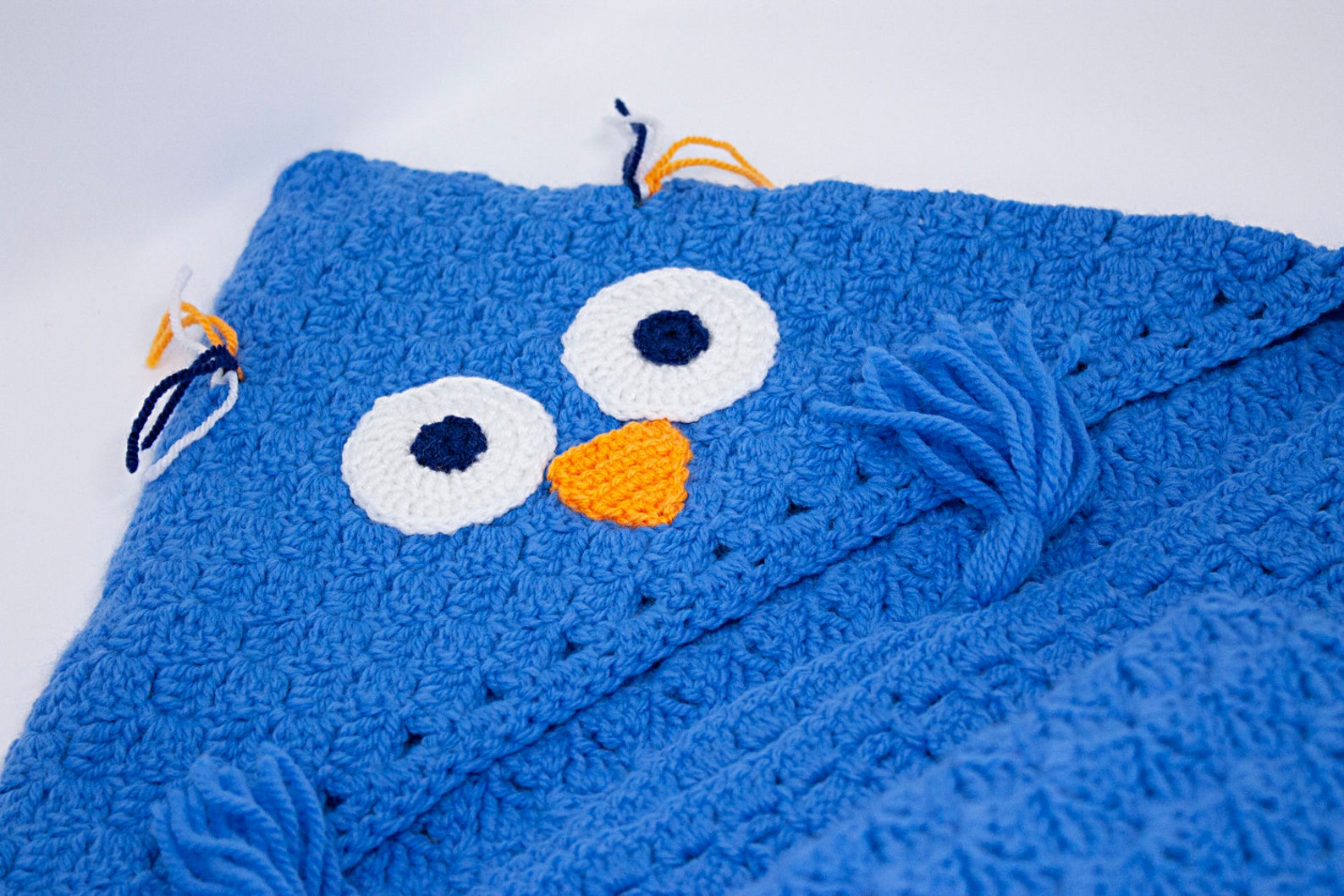 Owl blanket with hood toddler blanket blue blanket unisex Etsy