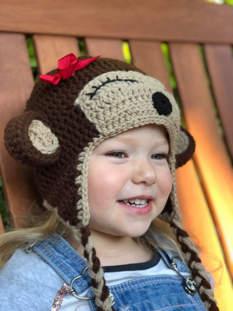 Monkey hat baby toddler child hat hand crochet animal hat Etsy