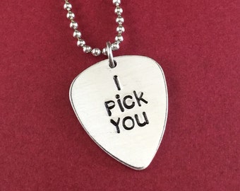 I Pick You Guitar Pick Necklace, Father's Day Gift, Husband Birthday Gift, Anniversary Gift, Wedding Gift For Groom, I Pick You Necklace