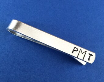 Monogrammed Tie Clip, Personalized Tie Bar, Initials Tie Clip, Father's Day Gift, Men's Gift, Anniversary Gift, Birthday Gift For Him