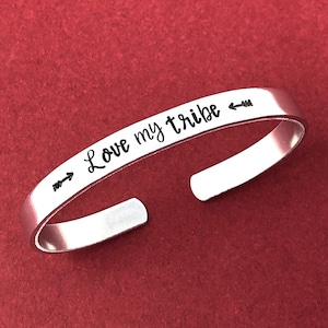 Love My Tribe Hand Stamped Bracelet, Personalized Jewelry, Mom Gift, Mother&#39;s Day Gift, For Her, Mom Jewelry, Friend Gift, Girlfriend Gift