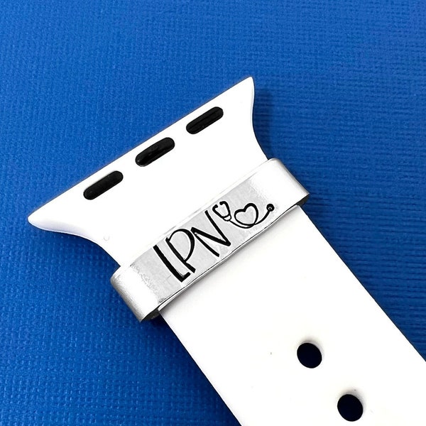 Nurse Watch Charm, Smart Watch Band Charm, Personalized Gift, Nurse Gift, Nurses Week, Gift For Doctor, Stethoscope Name Tag, Watch Tag Bar