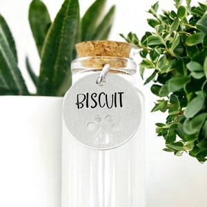 Custom Whiskers Jar For Pet, Paw Print Cut Out Tag Personalized with Name of Dog Cat, Holder Made of Glass with Cork, Pet Keepsake Jar Gift