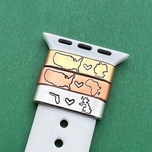 Watch Band Charm Personalized Smart Watch Charm Gift Long Distance Relationship Name Tag Rose Gold Gold Silver Bar Couples Moving Graduation