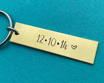 Date Keychain - Anniversary Keychain - Brass Keychain - Personalized Gift - Keychains For Men - Women Gift - For Boyfriend - Relationship