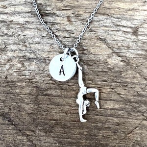 Gymnast Necklace: Personalized Initial Charm, Gymnastics Jewelry