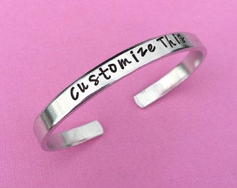 Personalized Bracelet Hand Stamped Jewelry, Bangle Cuff, Custom Gift For Her, Birthday, Christmas, Mother&#39;s Day Gift, Bulk Order Available