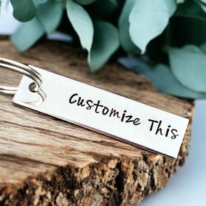 Custom Hand Stamped Keychain Personalized Aluminum Gift - Group - Friends  - Wedding - Party Favors - Organizations - Teams - Memorial