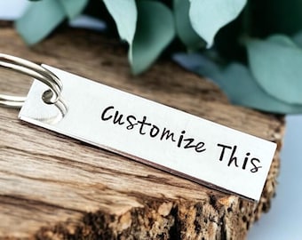 Custom Hand Stamped Keychain Personalized Aluminum Gift - Group - Friends  - Wedding - Party Favors - Organizations - Teams - Memorial