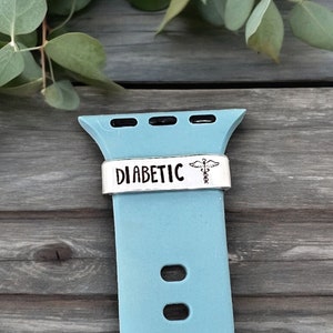 Diabetic Watch Band For Smart Watch, Medical Alert Watch Charm, Watch Cuff, Medical ID Tag Bar, Watch Accessories, Watch Slide, Diabetes