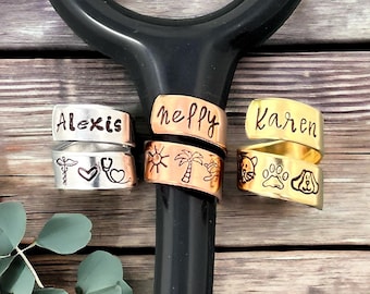 Stethoscope ID Tag Nurses Week Gift, Custom Hand Stamped Stethoscope Charm, Comes In Gold Silver Rose Gold, Stethoscope Name Tag Wrap