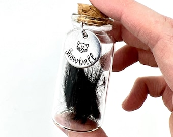 Personalized Cat Memorial Gift - Pet Fur Keepsake Jar - Glass - Rainbow Bridge Gift - Cat Lock Of Hair - Cat Fur - Cat Remembrance Gift