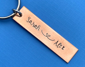 Name Keychain - Wedding Gift - Copper Keychain - Personalized Keychain - Keychains For Men - Women Gift - Anniversary Gift - Long Distance