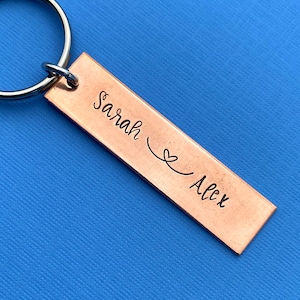 Name Keychain - Wedding Gift - Copper Keychain - Personalized Keychain - Keychains For Men - Women Gift - Anniversary Gift - Long Distance