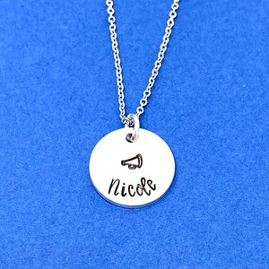 Personalized Cheer Necklace: Hand Stamped Aluminum Cheerleading Gift