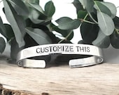 Cuff Bracelet, Hand Stamped Bracelet, Personalized Gift, Mothers Day Gift, Stocking Stuffer, Christmas Gift For Her, Gift Under 10, Mom Gift