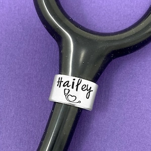Stethoscope ID Tag, Custom Stethoscope Tag, Stethoscope Charm, White Coat Ceremony, Nurse Gift, Heart Doctor Gift, Med School Gift, Name Tag