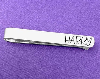 Name Tie Clip, Personalized Tie Clip For Groom, Father Of Bride Gift, Wedding Gift, Custom Tie Clip, Tie Bar, Personalized Gift, Groomsmen