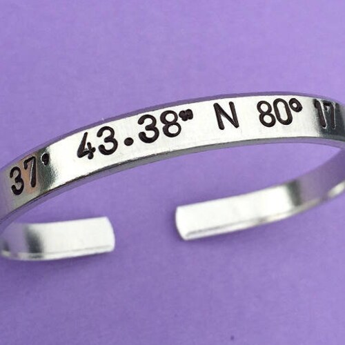 Custom Coordinates Latitude Longitude Anchor Cuff Beach Etsy