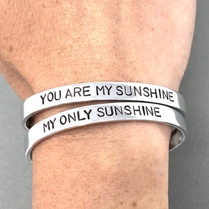SET OF 2 You Are My Sunshine My Only Sunshine Bracelet, Mother Daughter Jewelry, Hand Stamped Bracelet, Mothers Day Gift, Mom Gift For Her