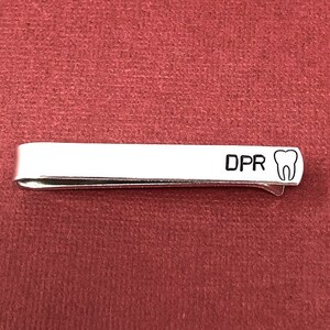 Dentist Tie Clip, Initials Tie Clip, Dentist Gift, Mens Gift, Dental School Gift, Hygienist Gift, Gift For Him, Gift For Dad, Christmas Gift